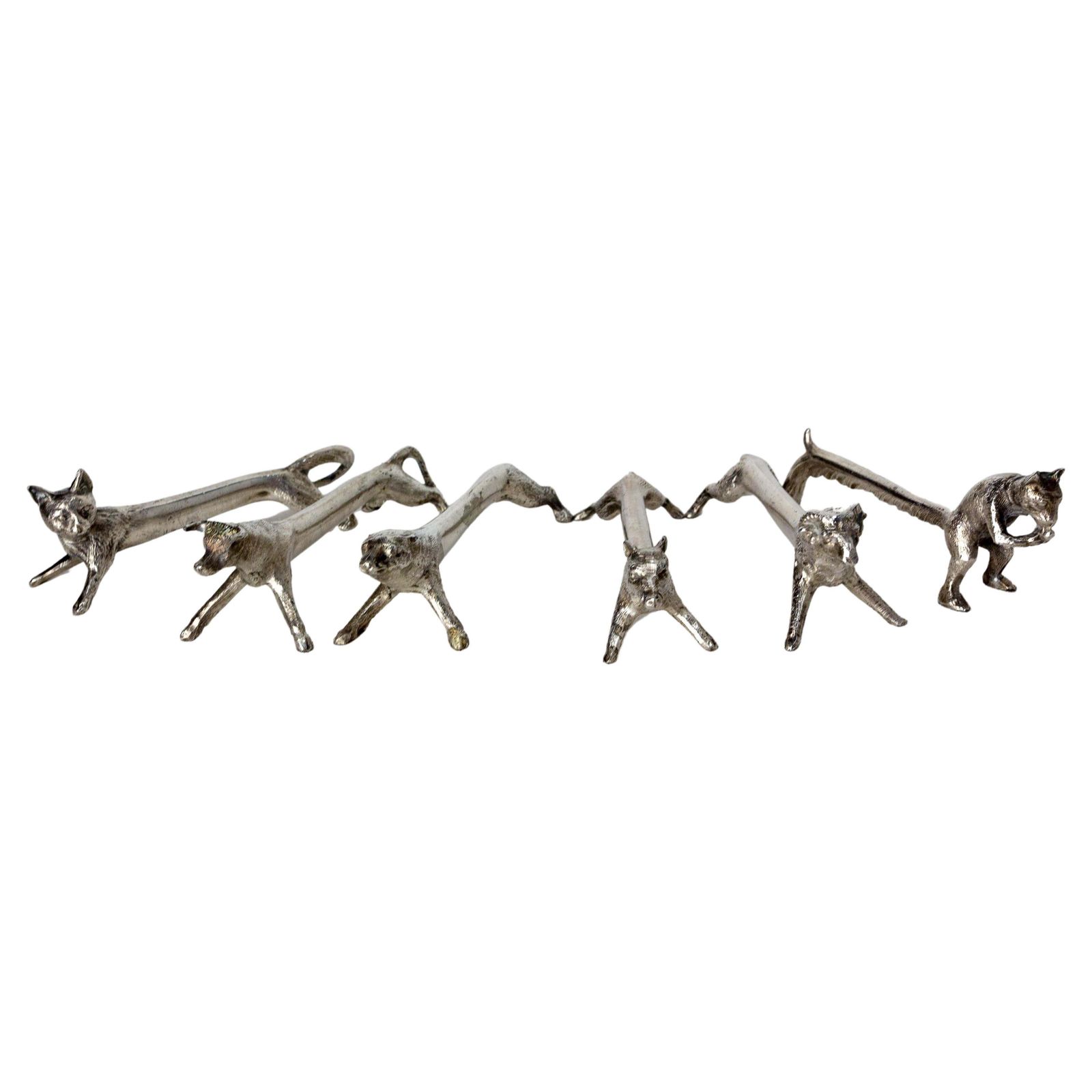 Set Of Chrome Six Knife Holder In The Shape Of Animals C 1890
