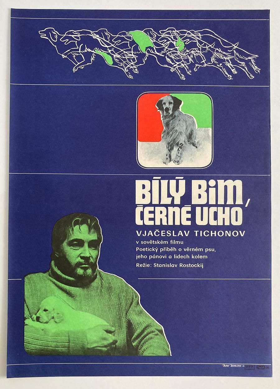 Original Film Poster, White Bim Black Ear, Alena Nievaldová, 1978, Genuine Czech Vintage Print