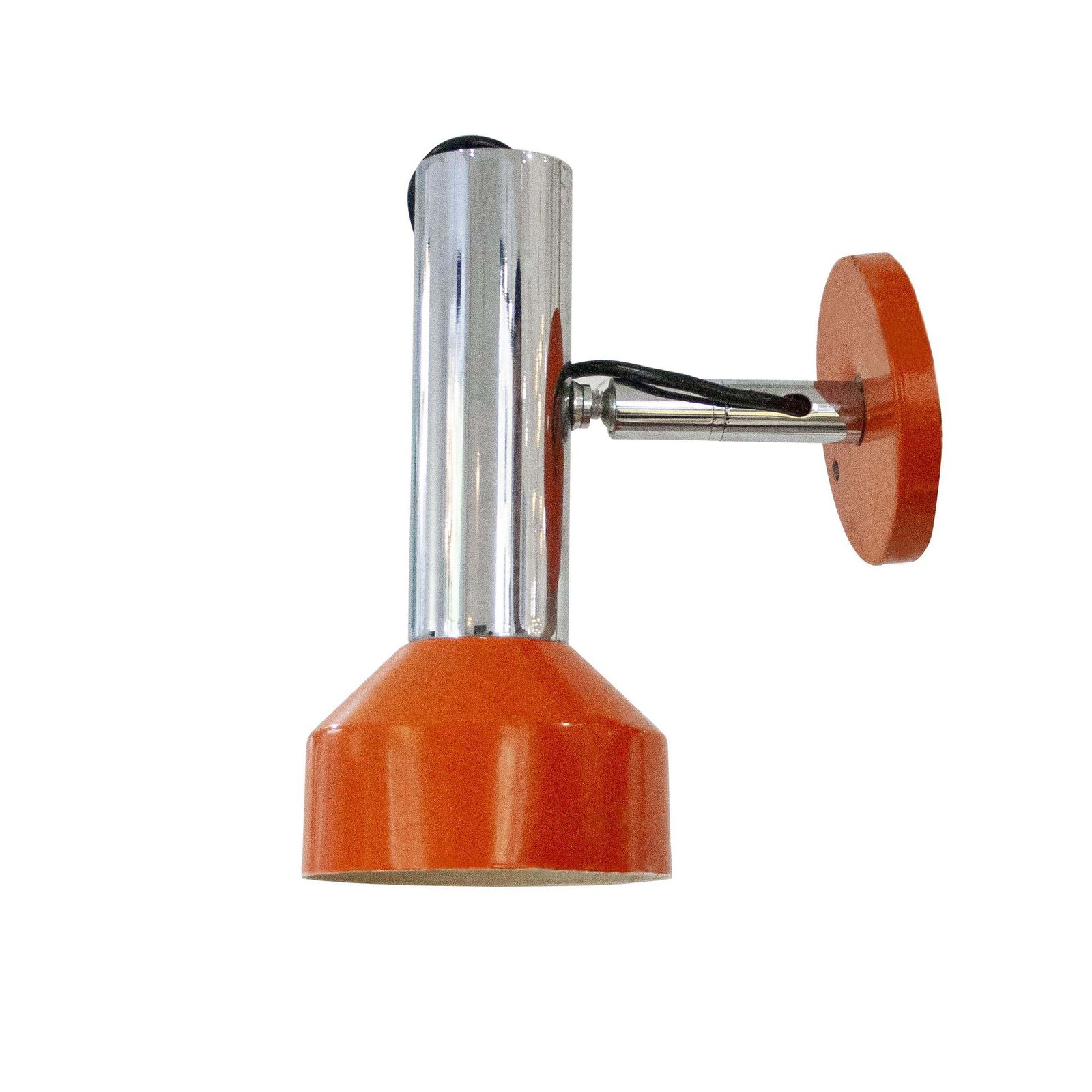 Modern Stilnovo Style Orange Chrome Pair Of Sconces, Italy, 1970. photo 753.0