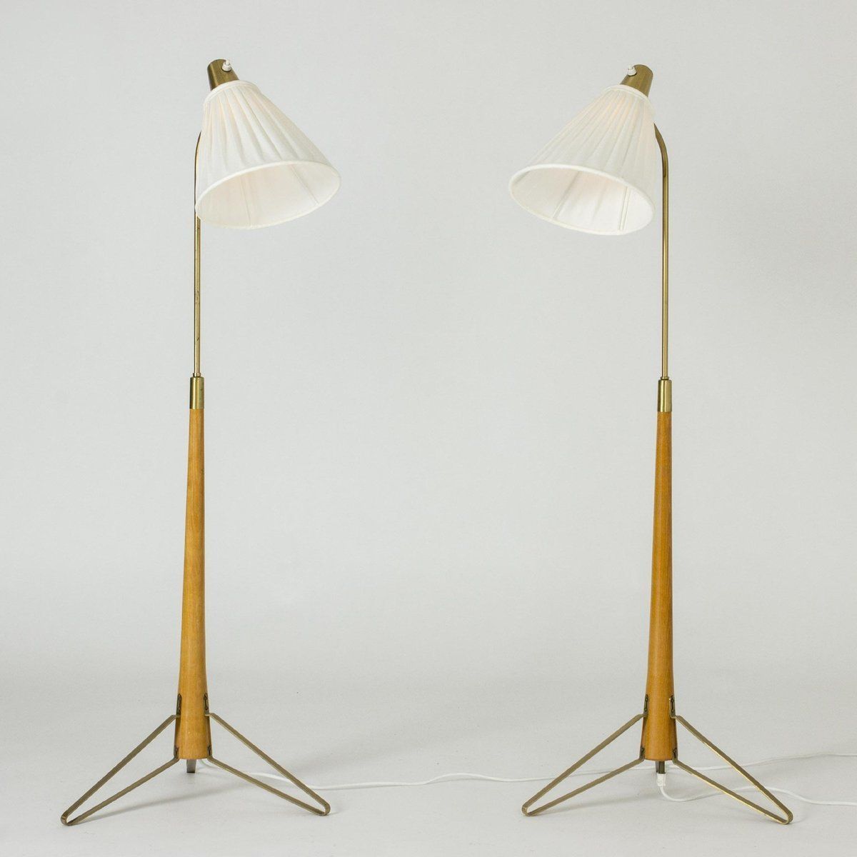 Brass And Beech Floor Lamps By Hans Bergström For Asea, 1950s photo furniture