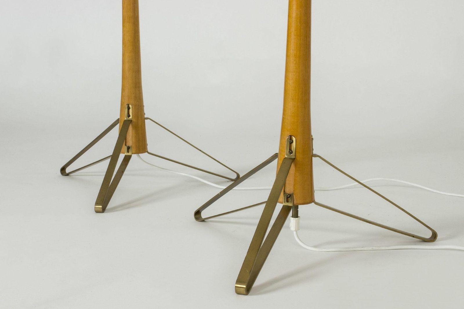 Brass And Beech Floor Lamps By Hans Bergström For Asea, 1950s photo buy