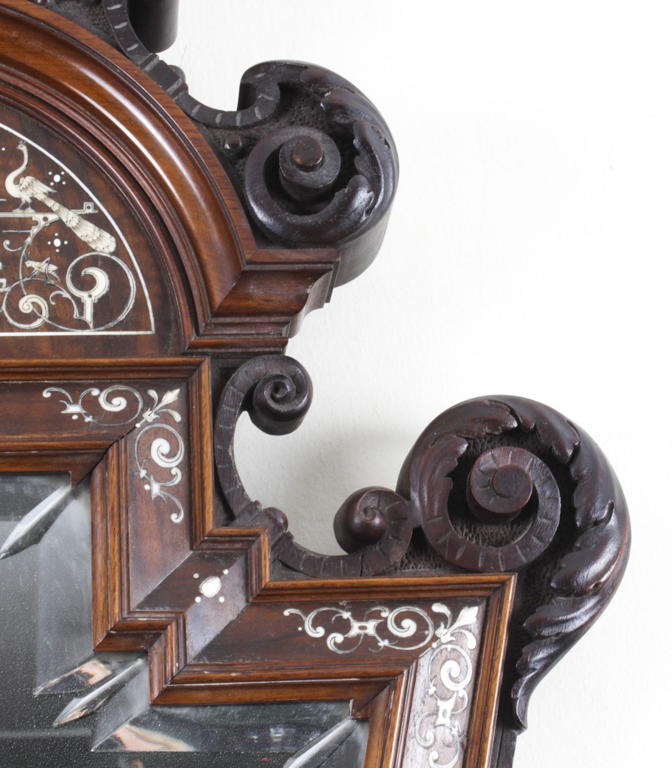 Antique Italian Renaissance Walnut & Inlaid Mirror 19th C 108x60cm photo for sale