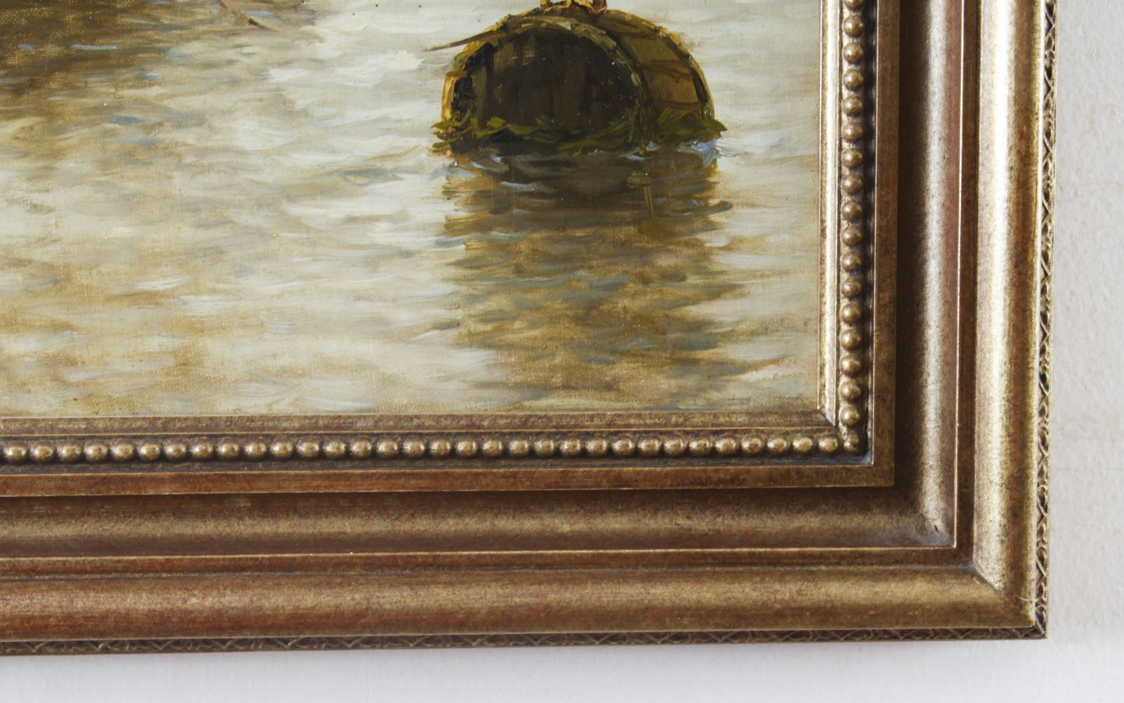 Antique English Oil On Canvas Painting Of A River Scene Edward Fletcher 19th C photo 2150.0