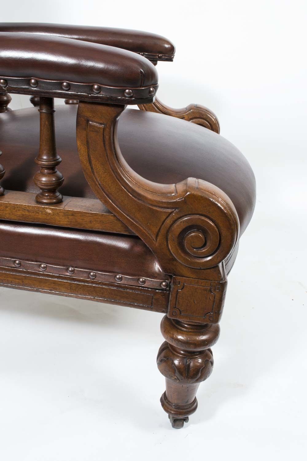photo for sale Pair English Victorian Leather Armchairs C.1880