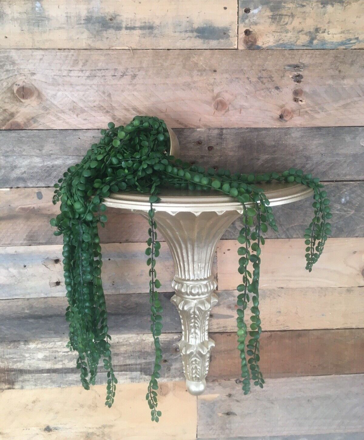 Vintage Gold Rococo Italian Baroque Wooden Scalloped Leaf Wall Bracket Shelf