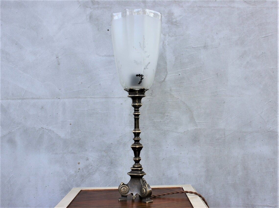 Vintage Brass Desk Lamp Reading Light Table Lamp Art Deco Library Lamp Banker Light photo for sale