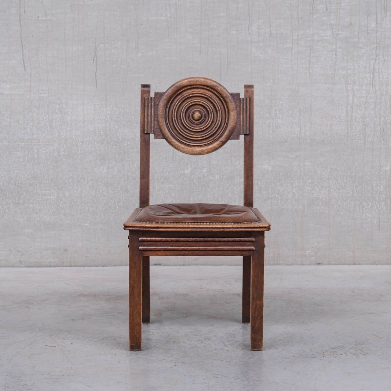 French Deco Oak Dining Chairs In Manner Of Dudouyt (6)