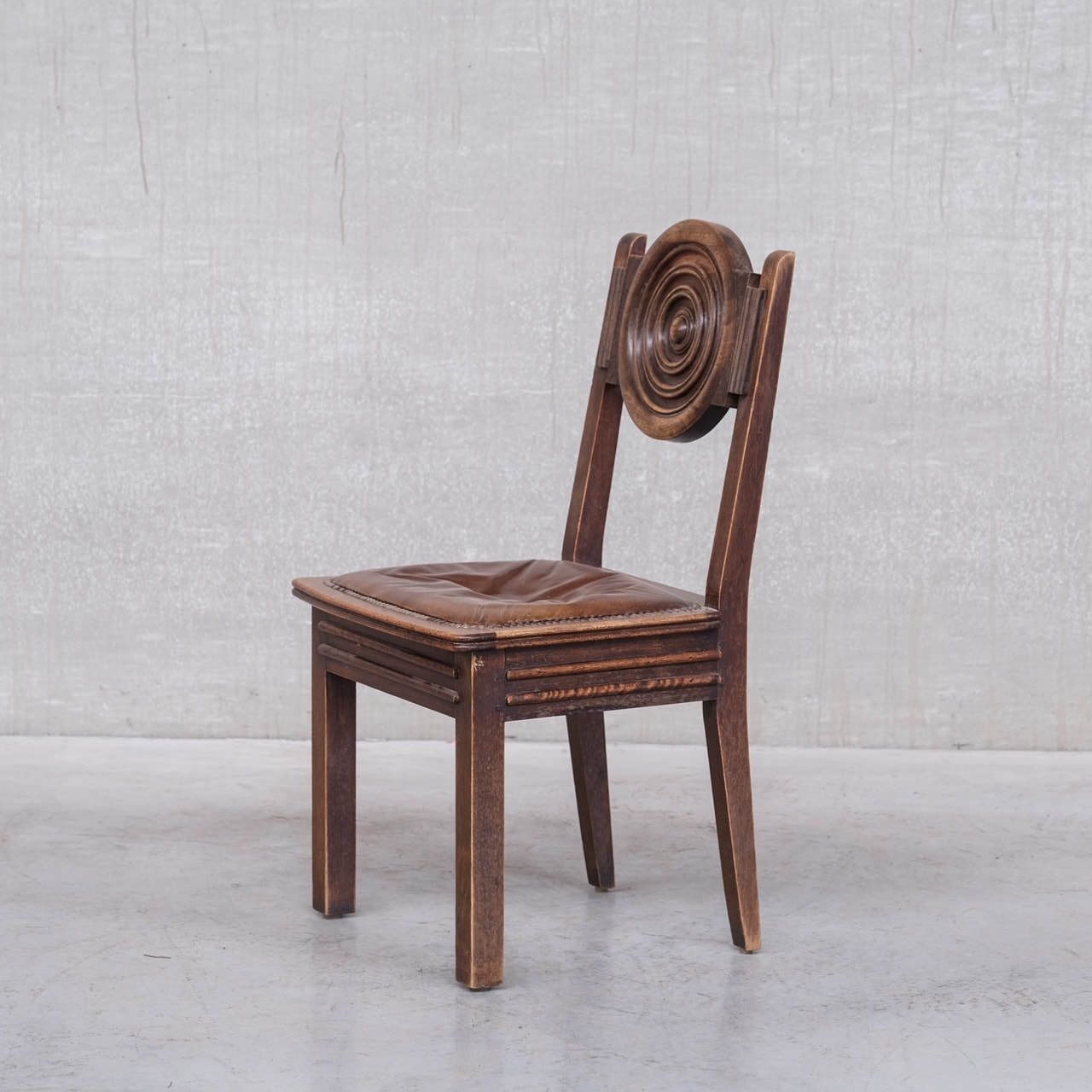 French Deco Oak Dining Chairs In Manner Of Dudouyt (6) photo furniture