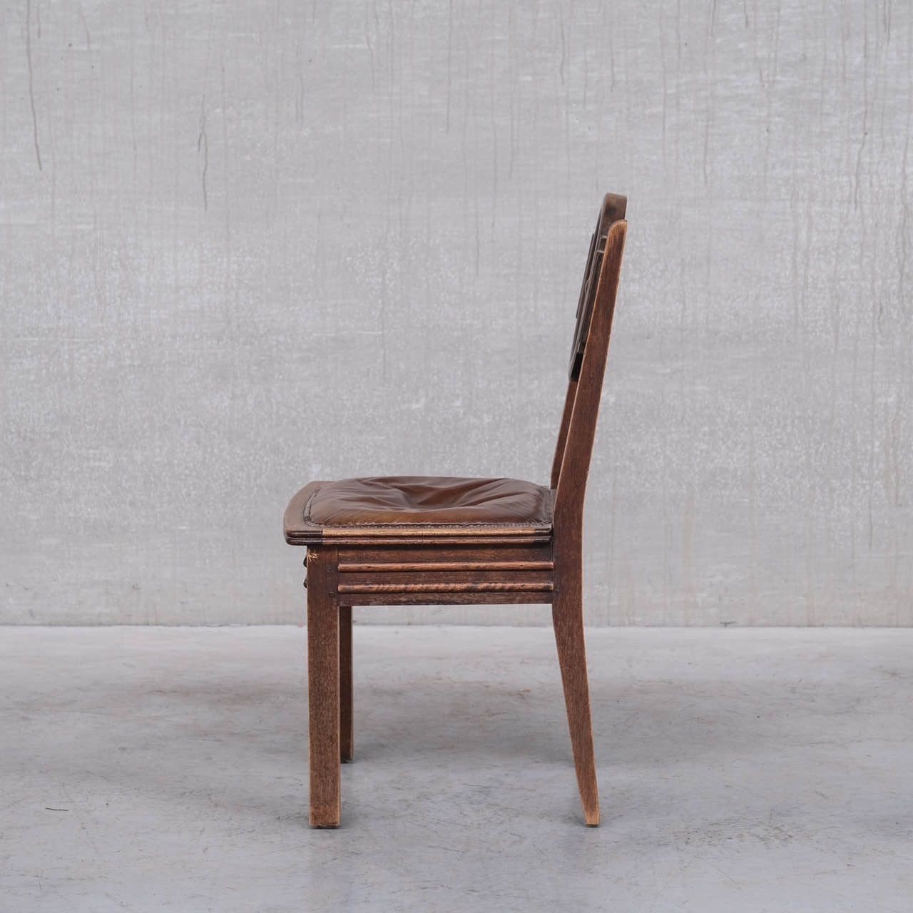 French Deco Oak Dining Chairs In Manner Of Dudouyt (6) photo Furniture