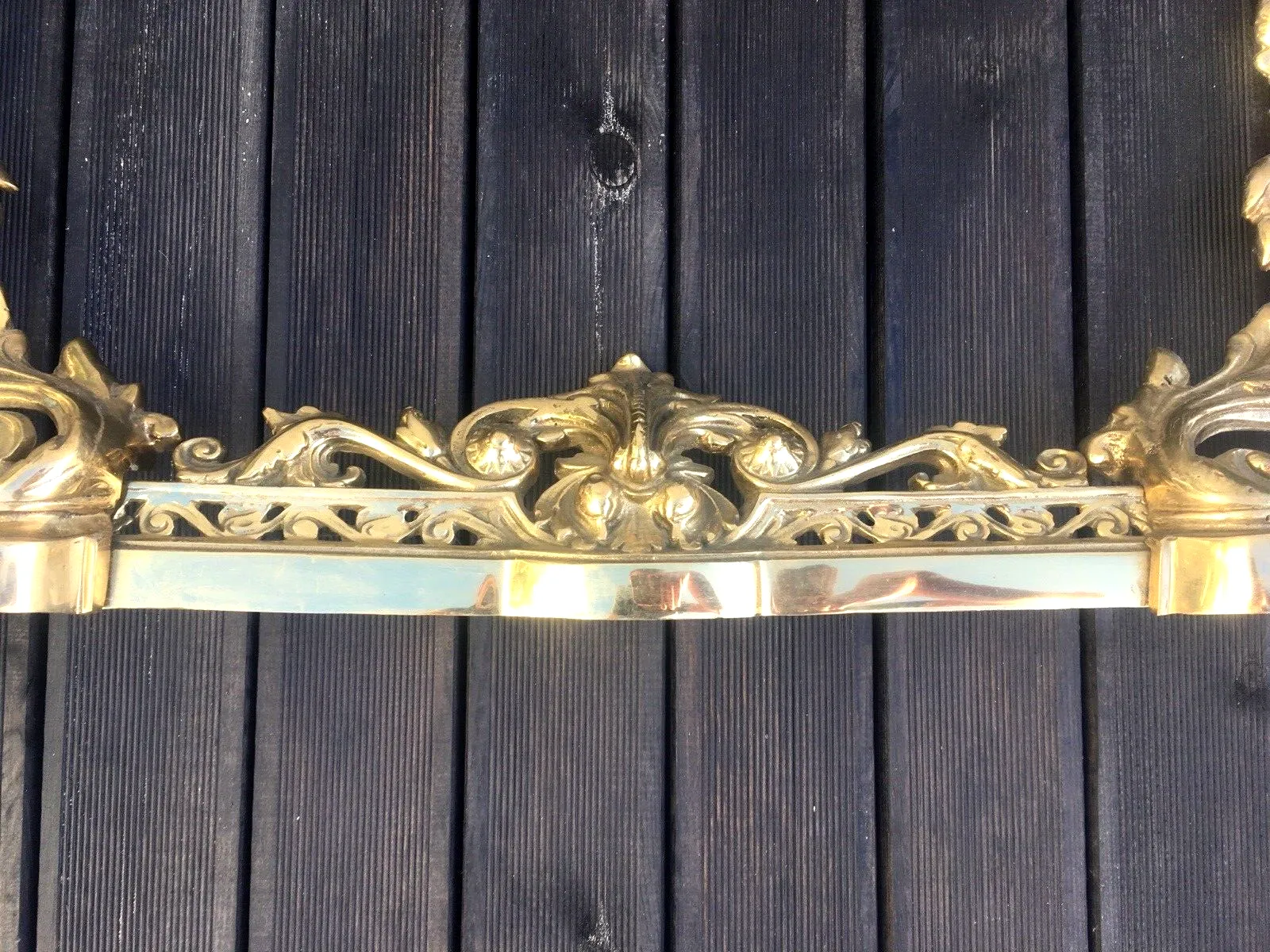photo for sale Beautiful Antique French Rococo Style 3 Piece Fireside Fender Fire Dogs Andirons
