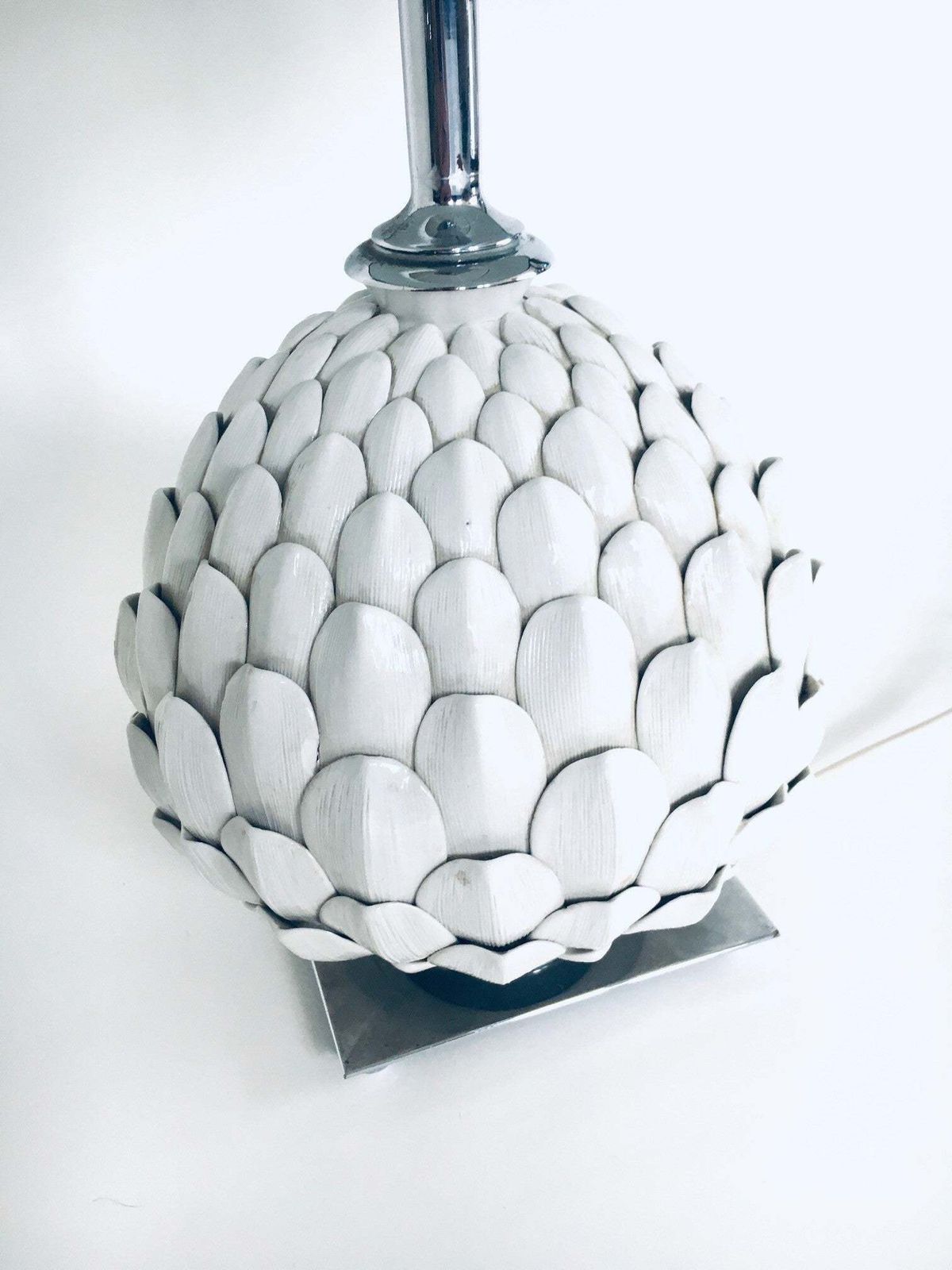 Verlichting Hollywood Regency Stijl Keramische Artisjok Tafellamp, Italië, Ca. Jaren 1970 photo