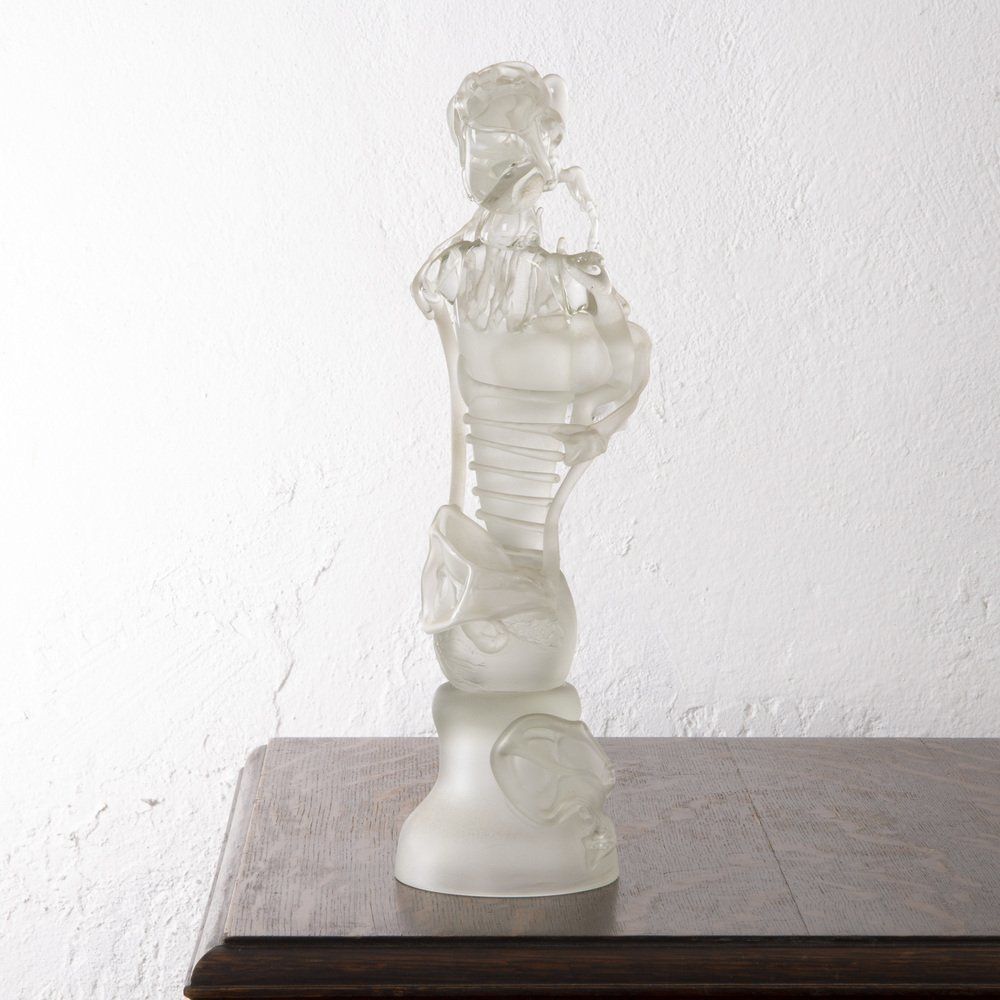 Statuette Depicting A Madonna In Artistic Glass By Ion Tamaian photo vintage