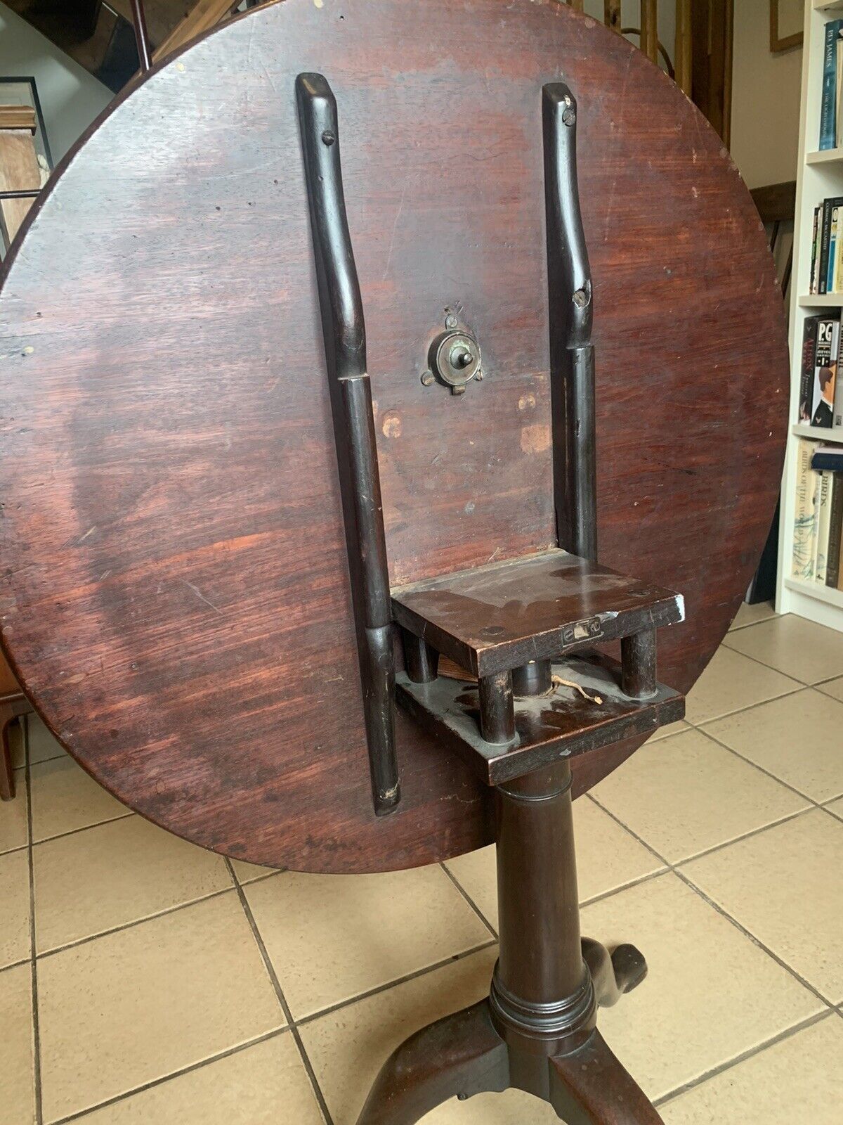 Georgian Pillar Tea Table With One Piece Mahogany Top And Birdcage Action 1760 photo for sale