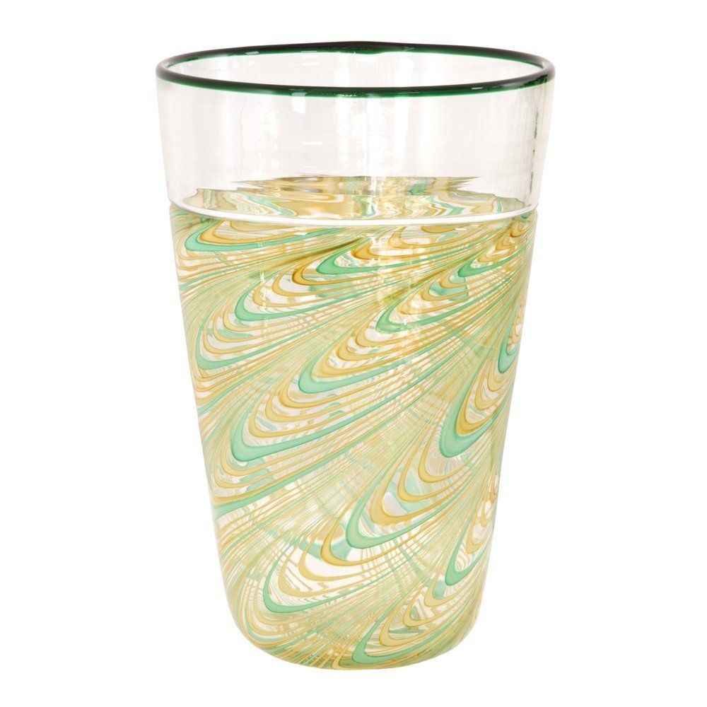 Phoenician Vase In Murano Glass With Polychrome Filigree And Crystal By Archimede Seguso