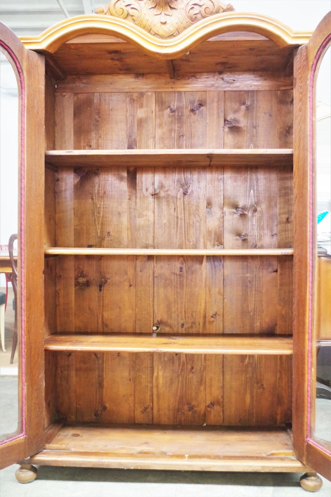 Display Cabinet In Fir Wood And Carved Walnut, Early 1900s photo vinterior
