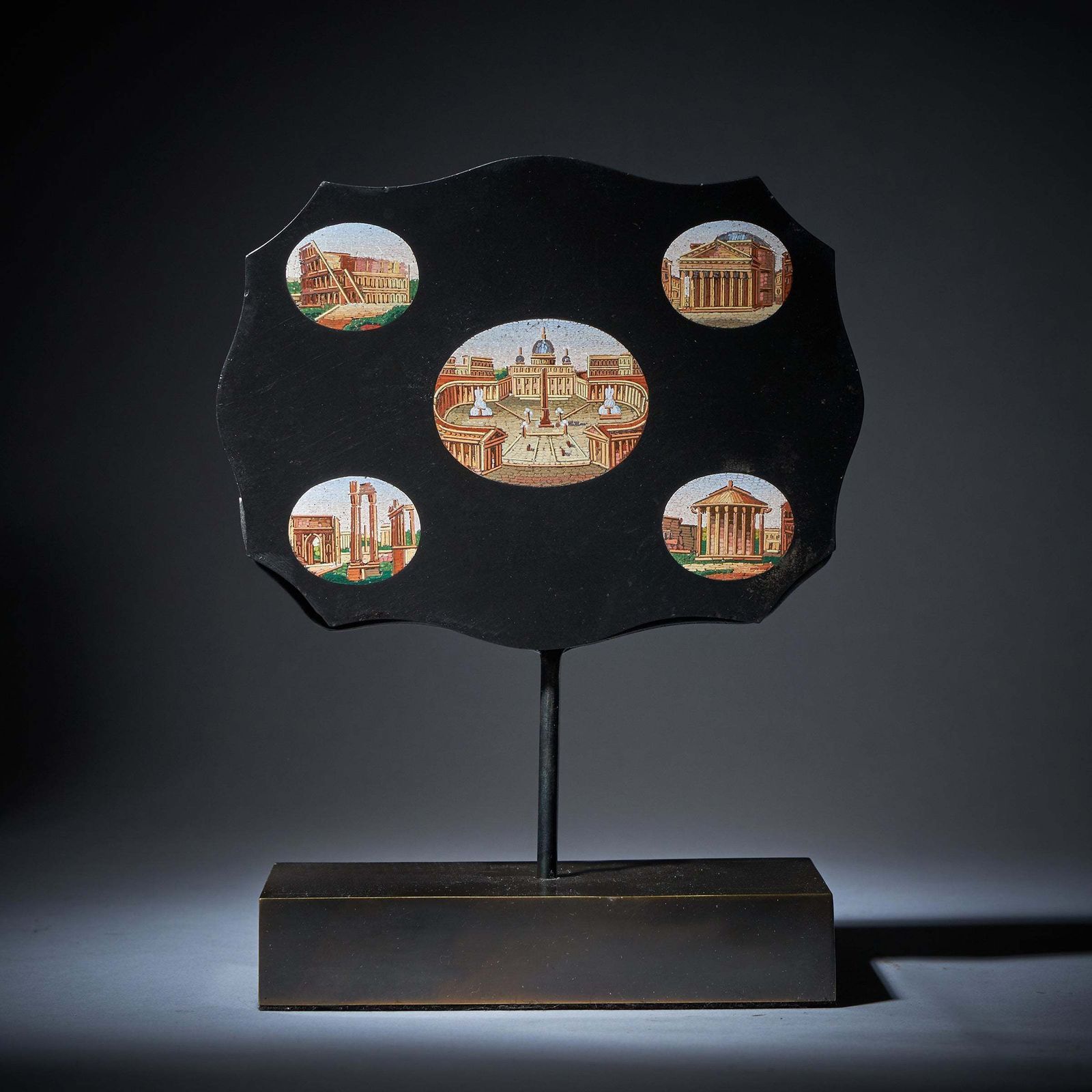 19th Century Grand Tour Micro Mosaic Tablet Depicting Italian Architecture