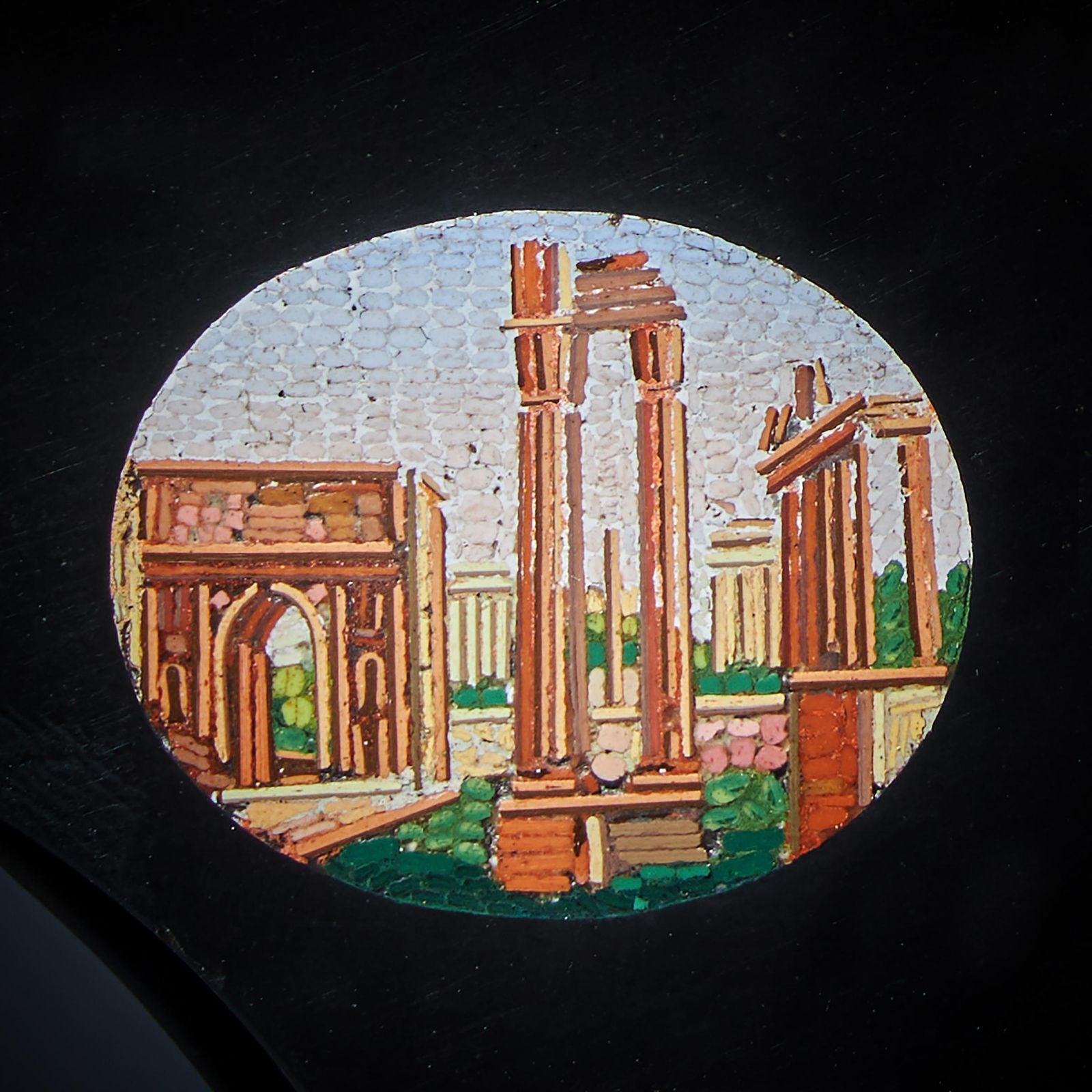 19th Century Grand Tour Micro Mosaic Tablet Depicting Italian Architecture photo Home Decor