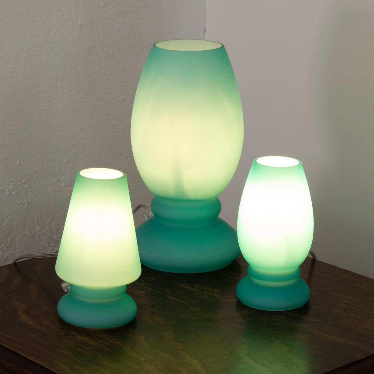 Italian Satin Murano Glass Mushroom Table Lamp From Giesse Milan photo vintage