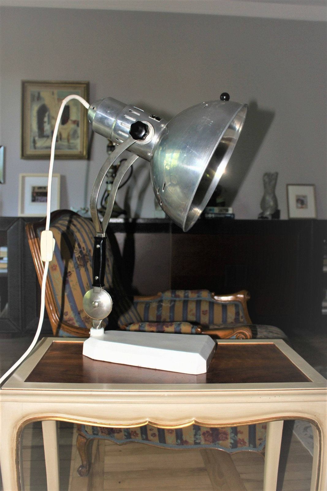 Vintage Industrial Table Lamp 70s Desk Light Factory Design Nickel And Steel Modern Home Look photo 141.0