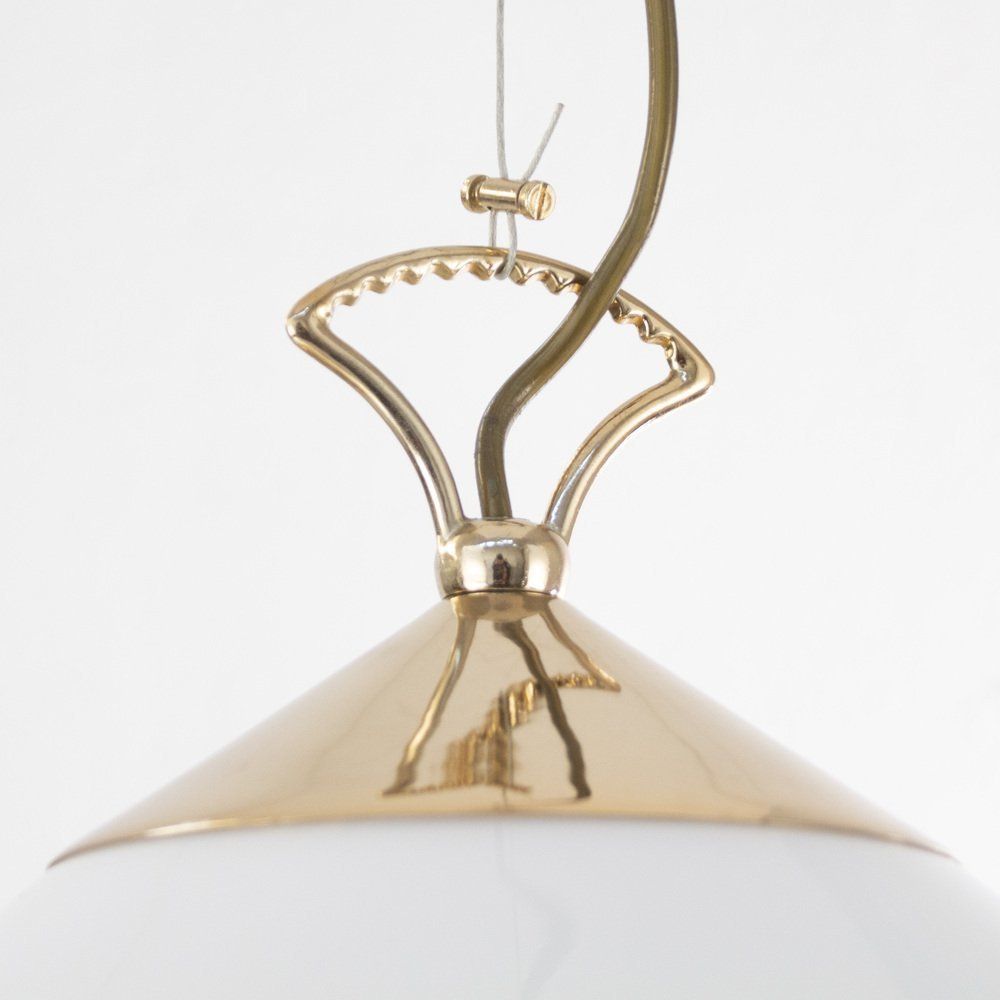 Suspension Lamp In White Murano Glass With Yellow, Green And Galvanic Gold Finishes, 1980s photo vintage