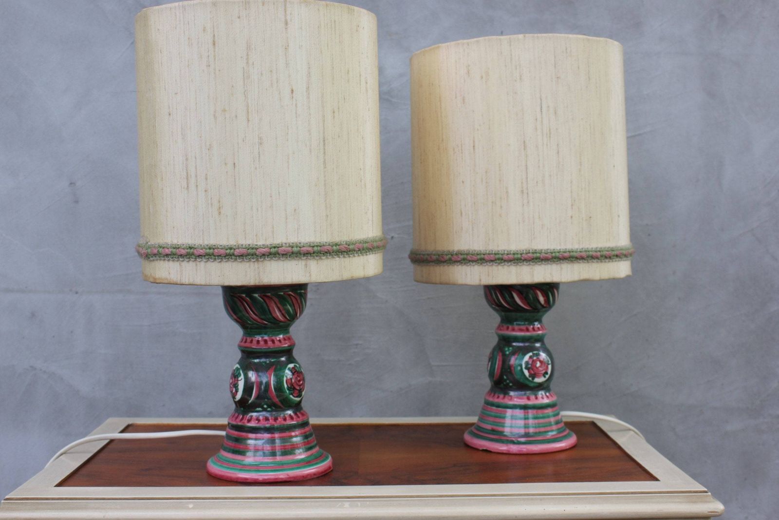 Vintage Ceramic Table Lamps Set Pottery Light From The 1960s Germany Design Mid Century Ceramic Lights Bedside Lamp