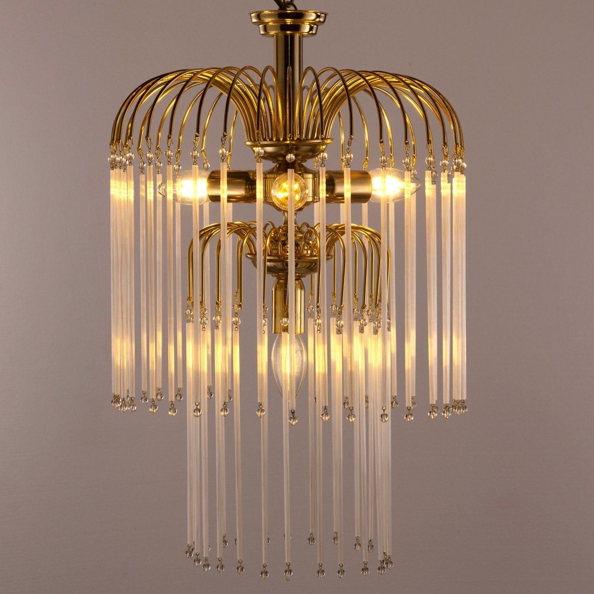 Mid Century Hollywood Regency Lamp In Brass With Blown Murano Glass Straws photo for sale