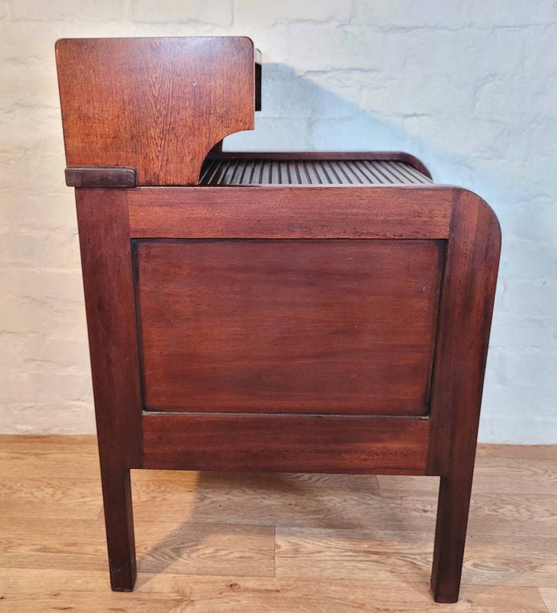 Vintage Roll Top Desk  Vintage Single Desk  Vintage Music Stand  Tambour Front Desk photo 320.0