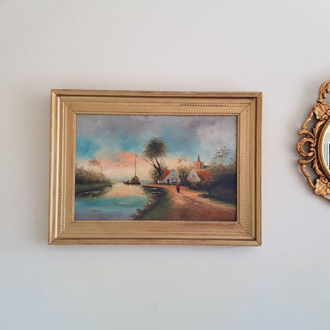 Schilderij In Houten Lijst Met Oud Hollands Tafereel photo furniture