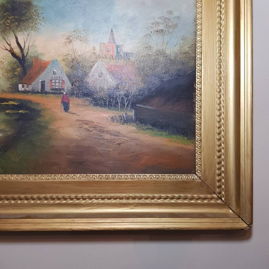 photo furniture Wood Frame Painting Representing An Old Dutch Scene