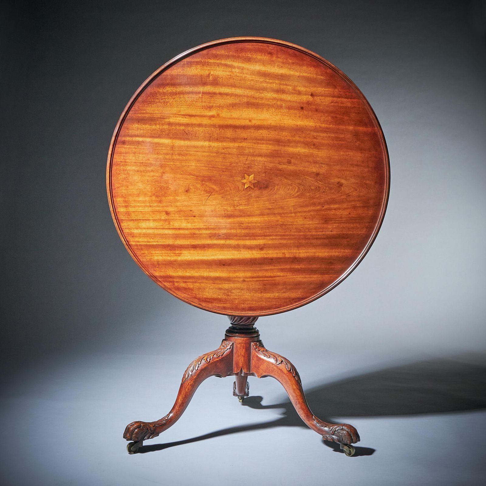 Rare 18th Century George III Mahogany Irish Wolf Foot Tripod Table, Circa 1760 photo furniture