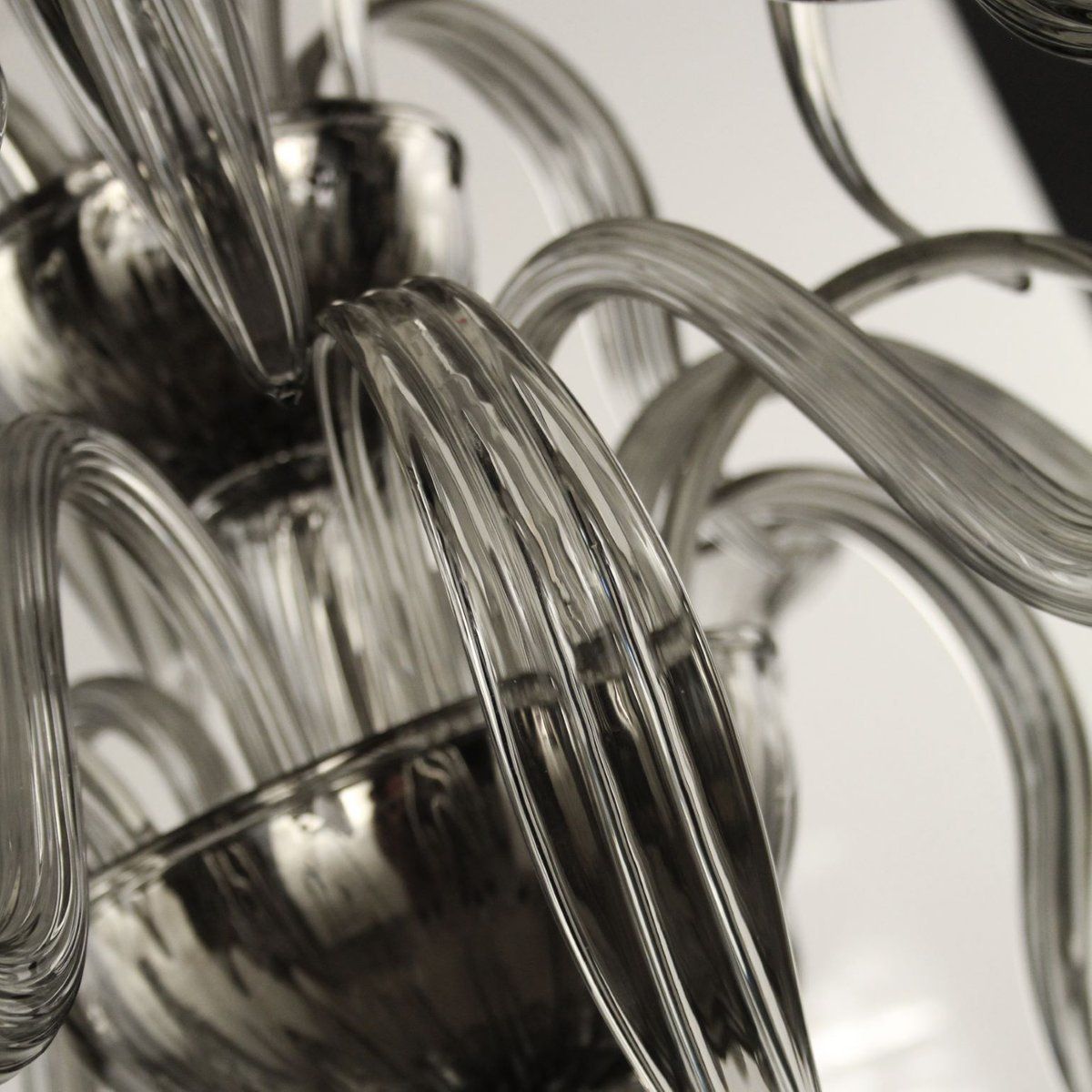 Art Nouveau Gray Blown Murano Glass Chandelier From Barovier & Toso, 1920s photo Lighting