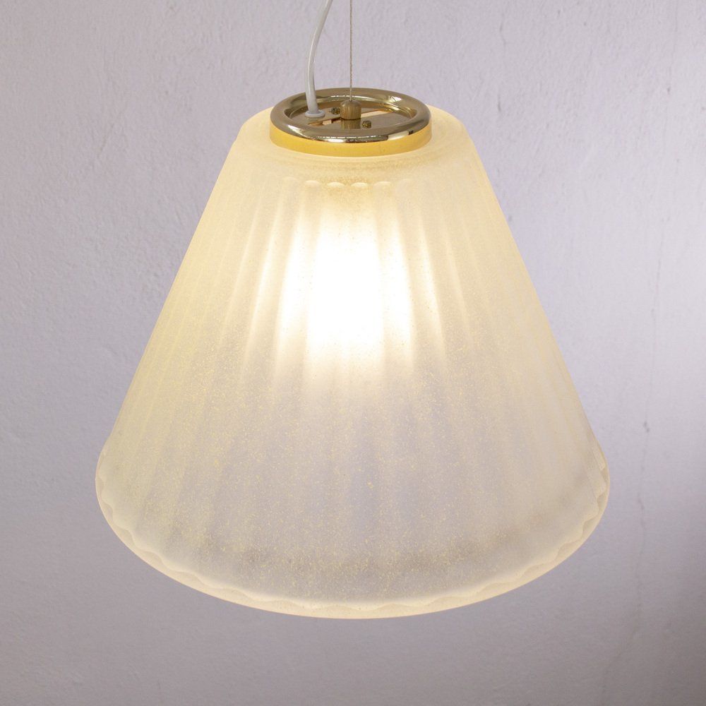 Suspension Lamp In White And Gold Murano Glass Italy 1980s photo 212.0