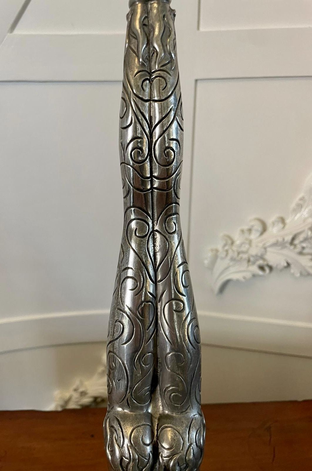 Unusual Pair Of Antique Quality Silver Plated Candlesticks photo furniture