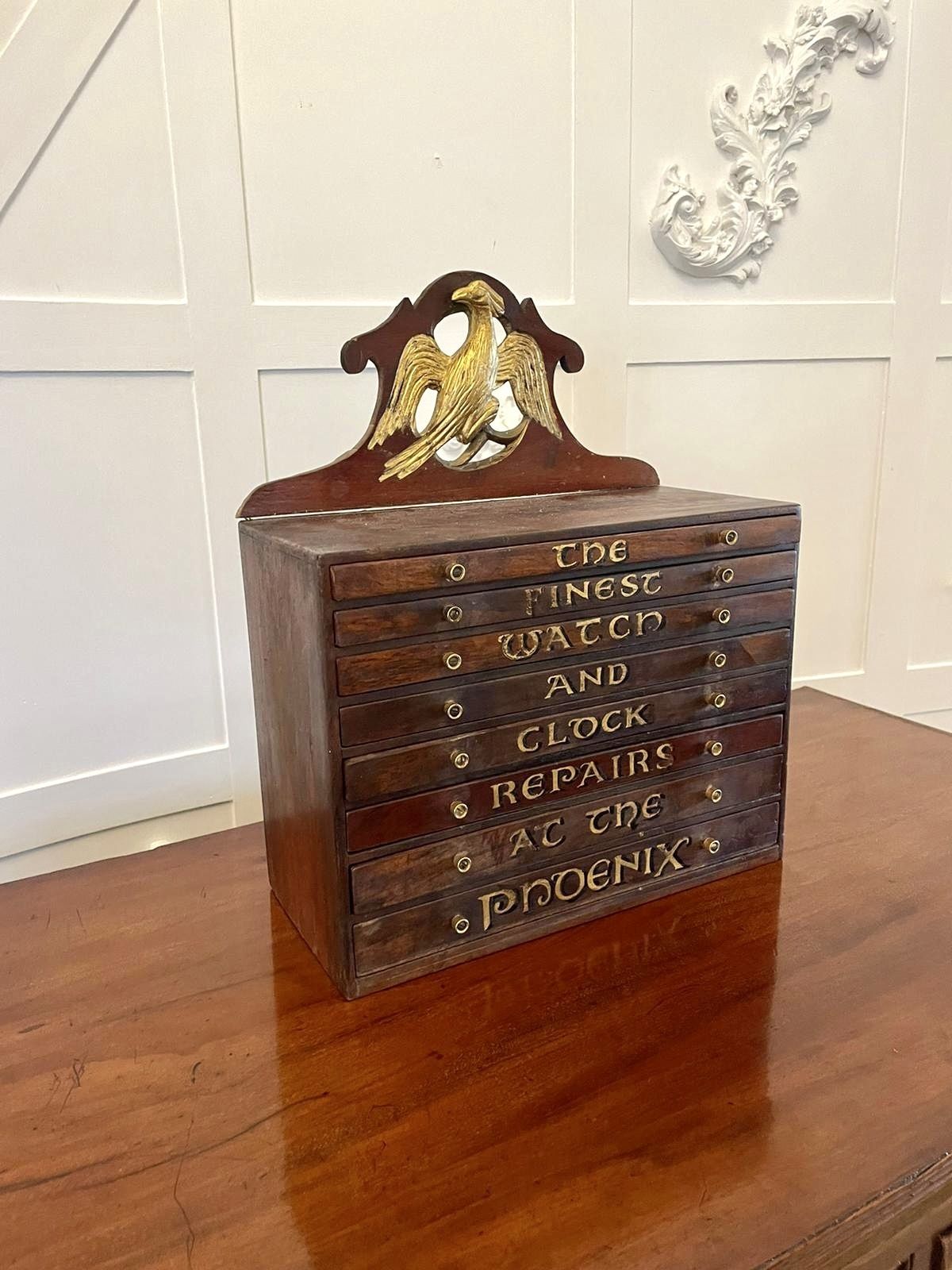 Unusual Antique 19th Century Mahogany Watch And Clock Repairer’s Chest photo furniture