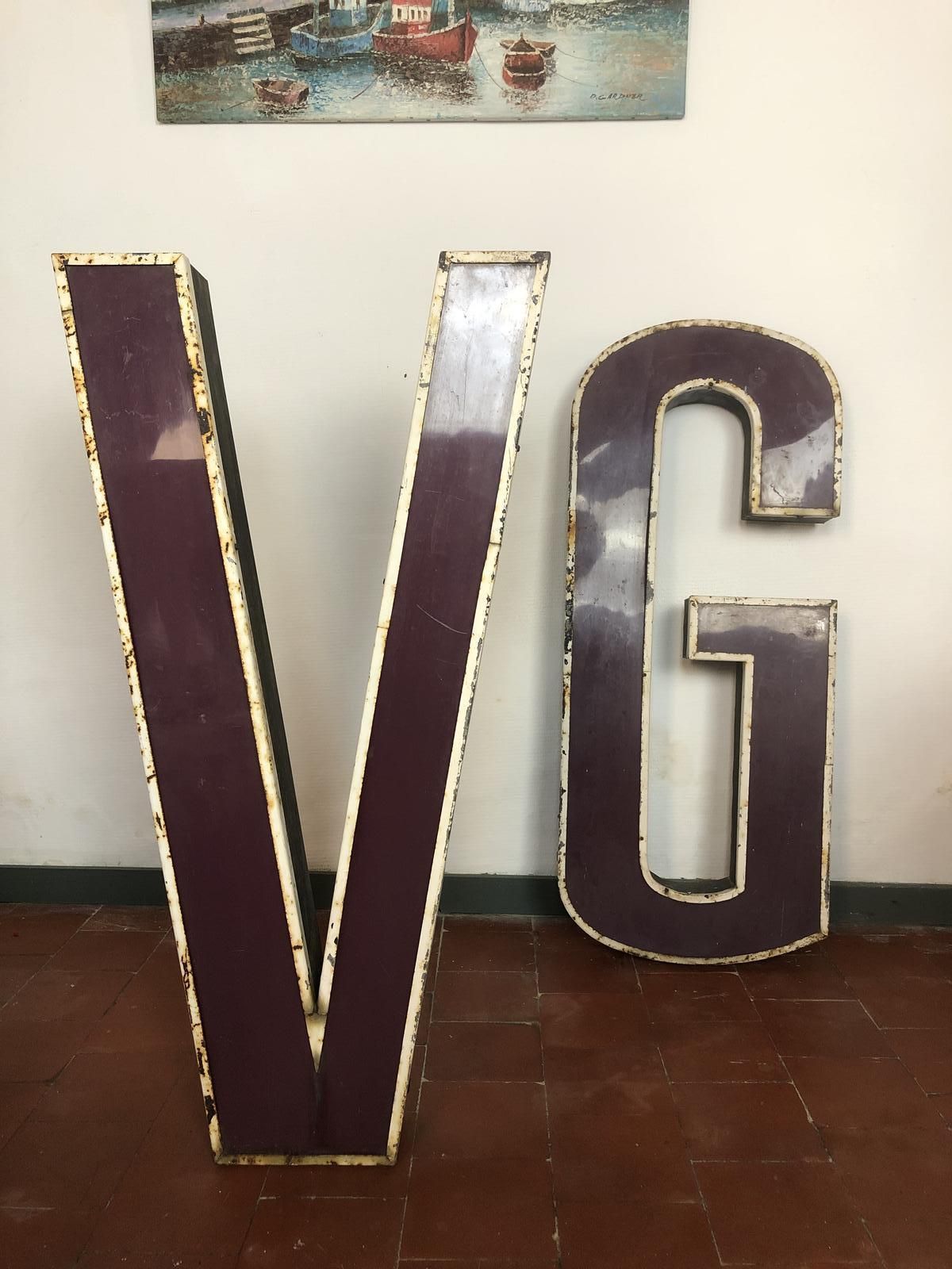 Super Large Reclaimed Neon Sign Letters V & G Industrial Salvage Distressed photo Home Decor