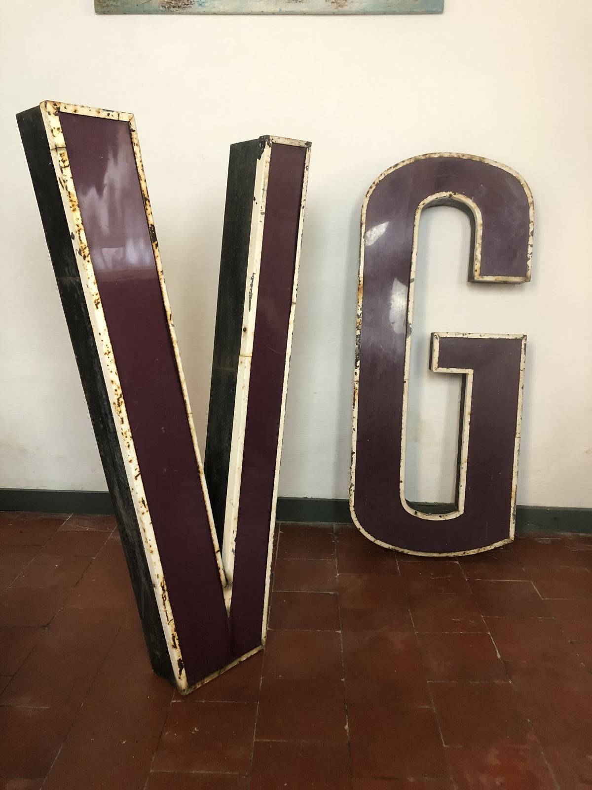 Super Large Reclaimed Neon Sign Letters V & G Industrial Salvage Distressed photo 365.0