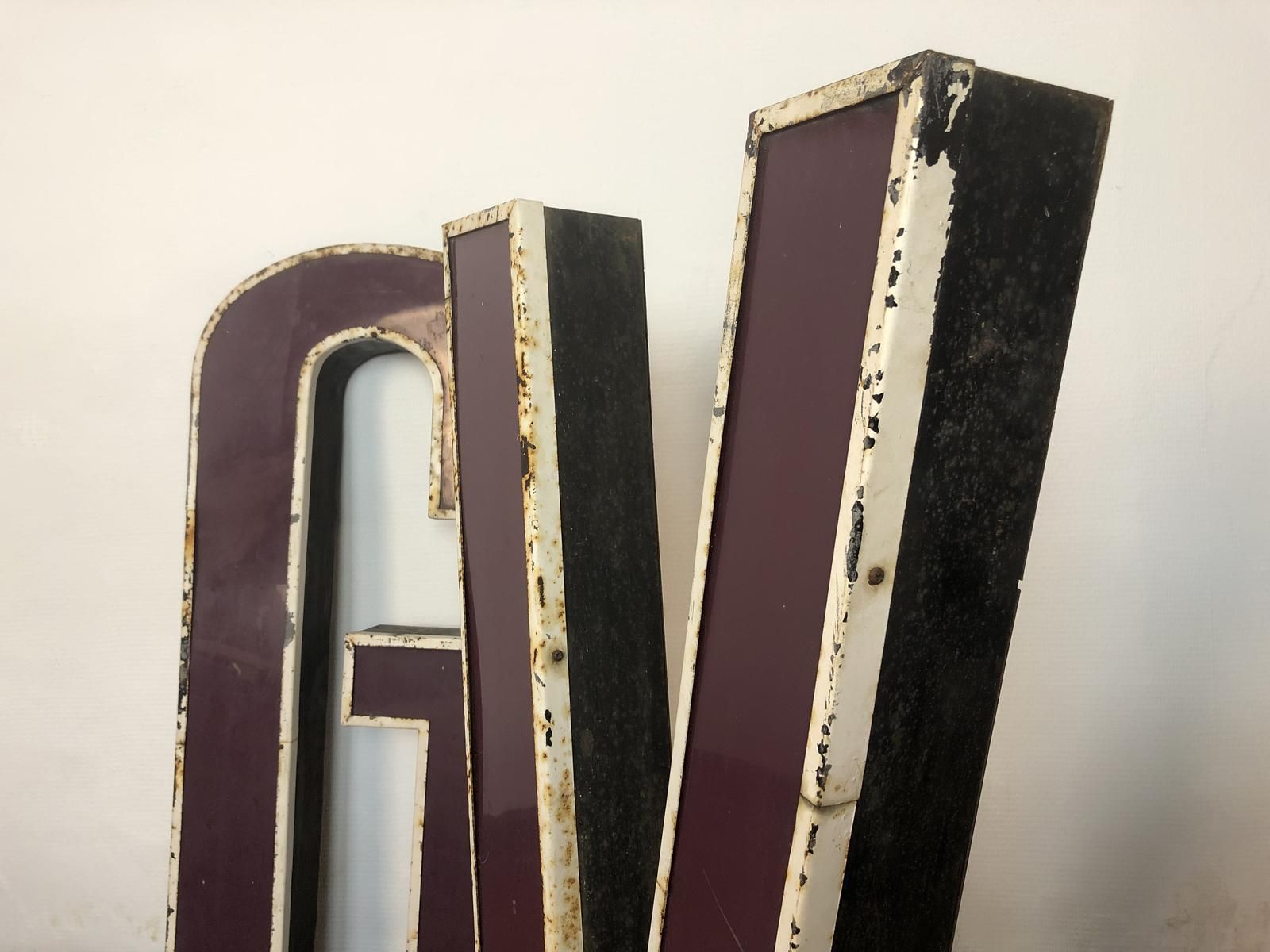 Super Large Reclaimed Neon Sign Letters V & G Industrial Salvage Distressed photo vinterior