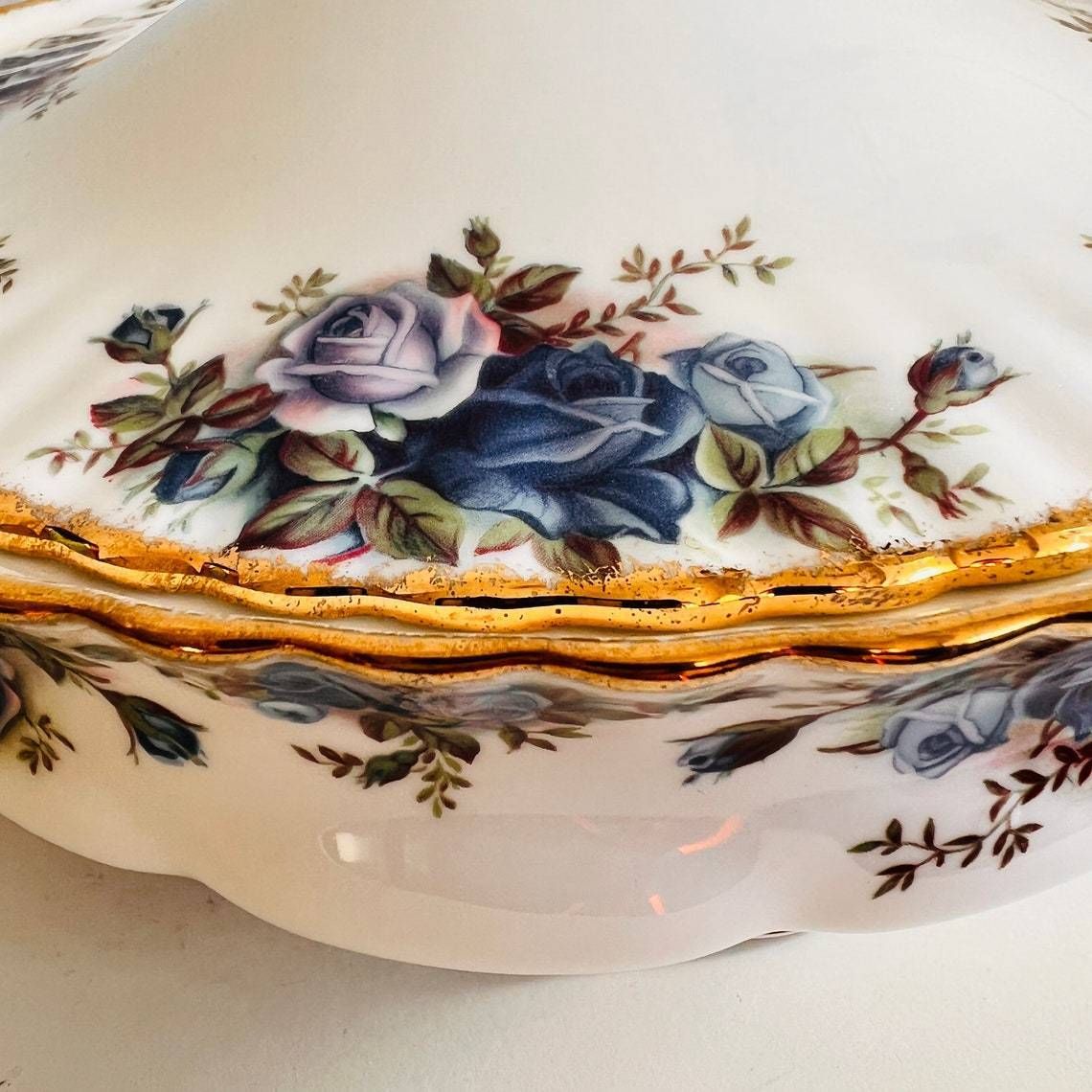 Moeilijk Te Vinden: Royal Albert Moonlight Rose Tureen Deck Bowl, 1e Kwaliteit photo vinterior