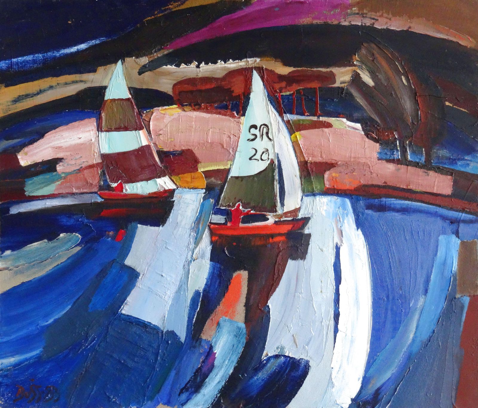 Valdis Bush Yachts. 1983, Cardboard, Oil