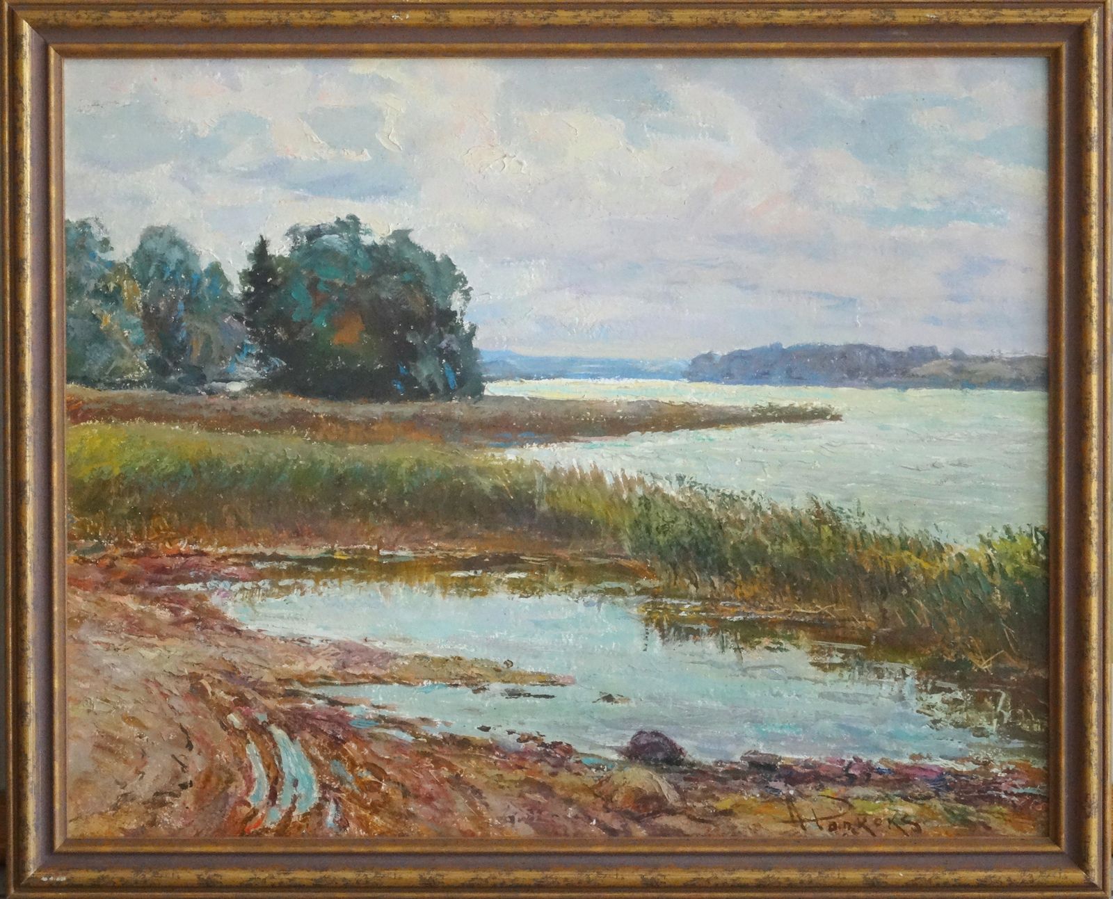Arnolds Pankoks By The Lake. Oil On Cardboard photo furniture