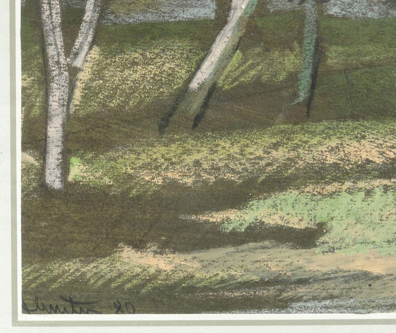 Janis Zemitis Blooming Apple Trees. 1980. Pastel On Paper photo for sale