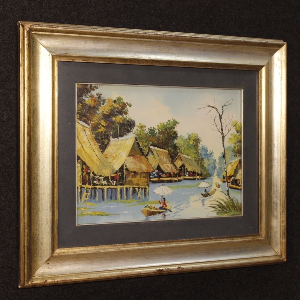 French Oriental Landscape Painting Oil On Canvas photo furniture