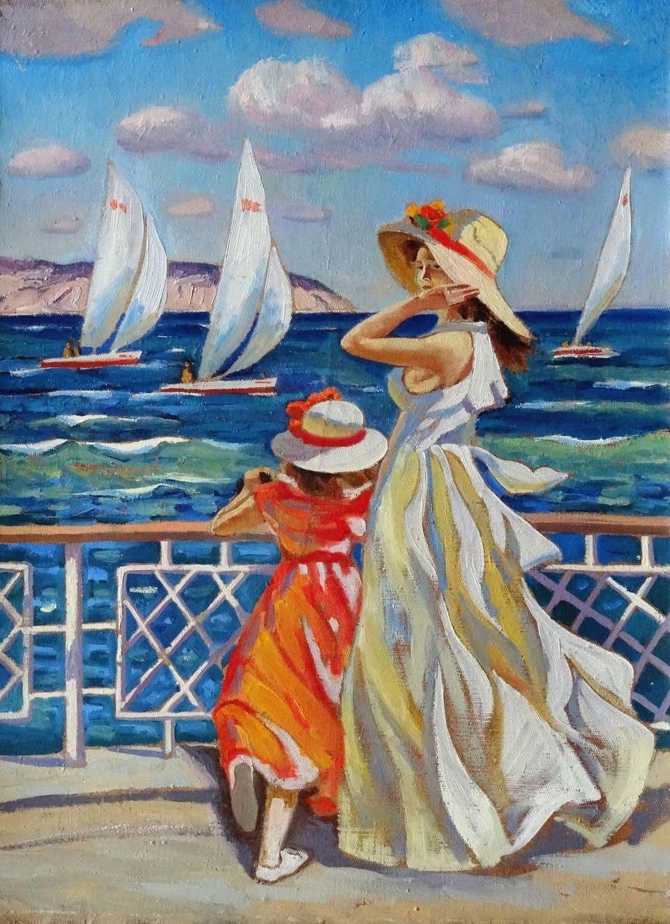 Aleksei Pavlovitch Solodovnikov By The Sea 1997 Oil On Canvas