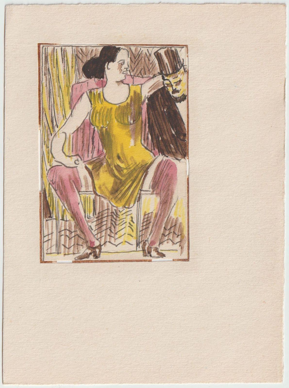 Adolfs Zardins Yellow Dress. Paper, Mixed Media photo furniture