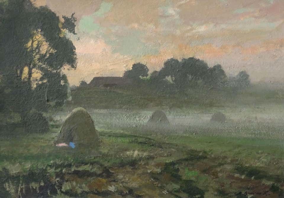 Alfejs Bromults Morning Fog 1975 Cardboard, Oil
