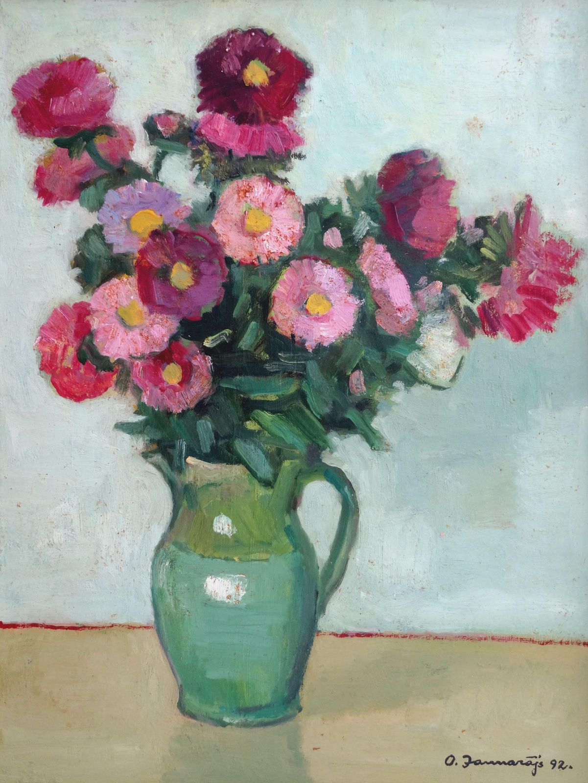 Olgerts Jaunarajs Autumn Flowers. 1992, Oil On Cardboard