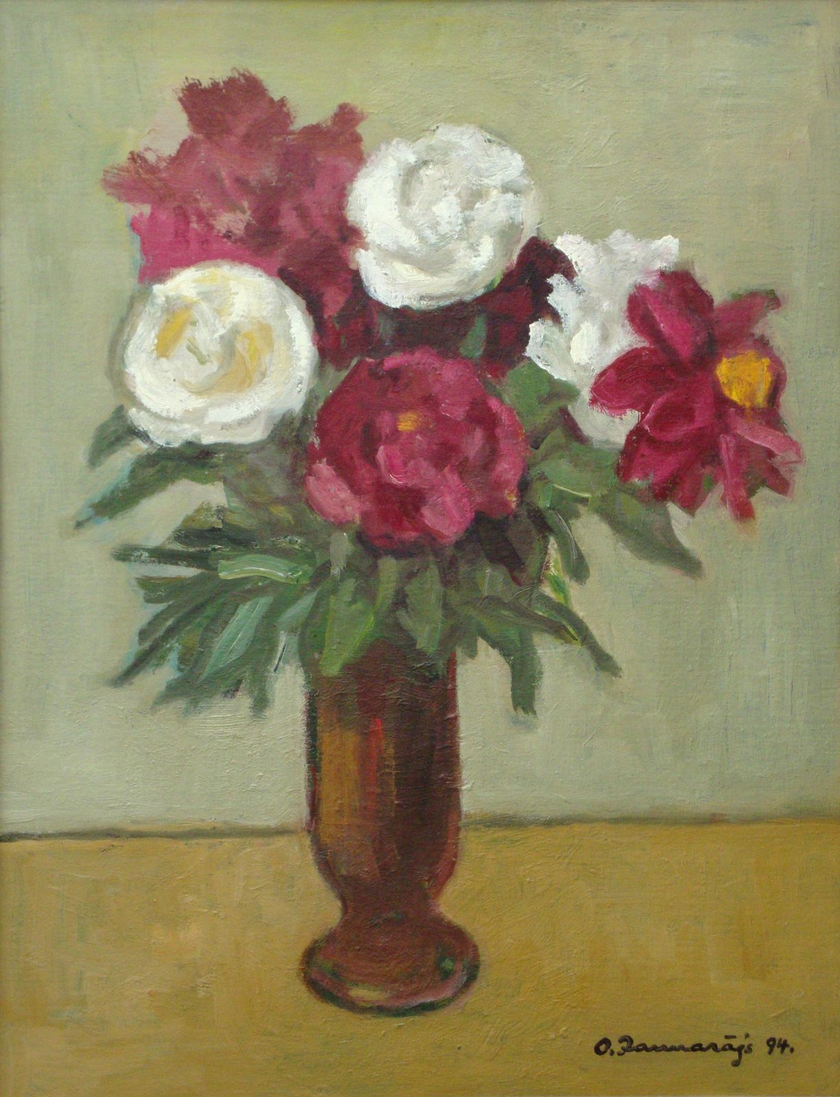 Olgerts Jaunarajs Peonies. 1994, Oil On Canvas