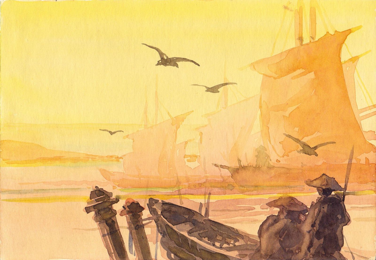 Herberts Mangolds Sunset. 1975. Watercolor On Paper