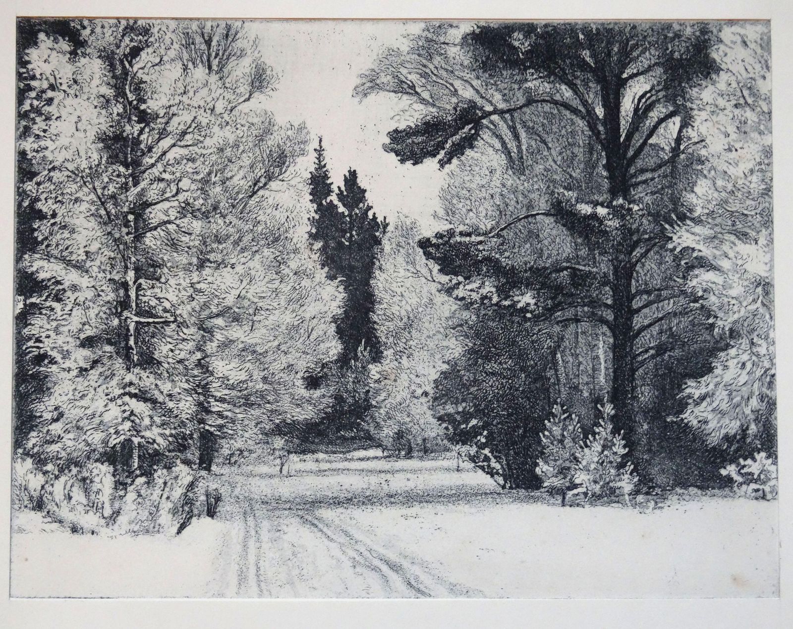 Piotr Petrovich Belousov Forest Road Paper, Etching