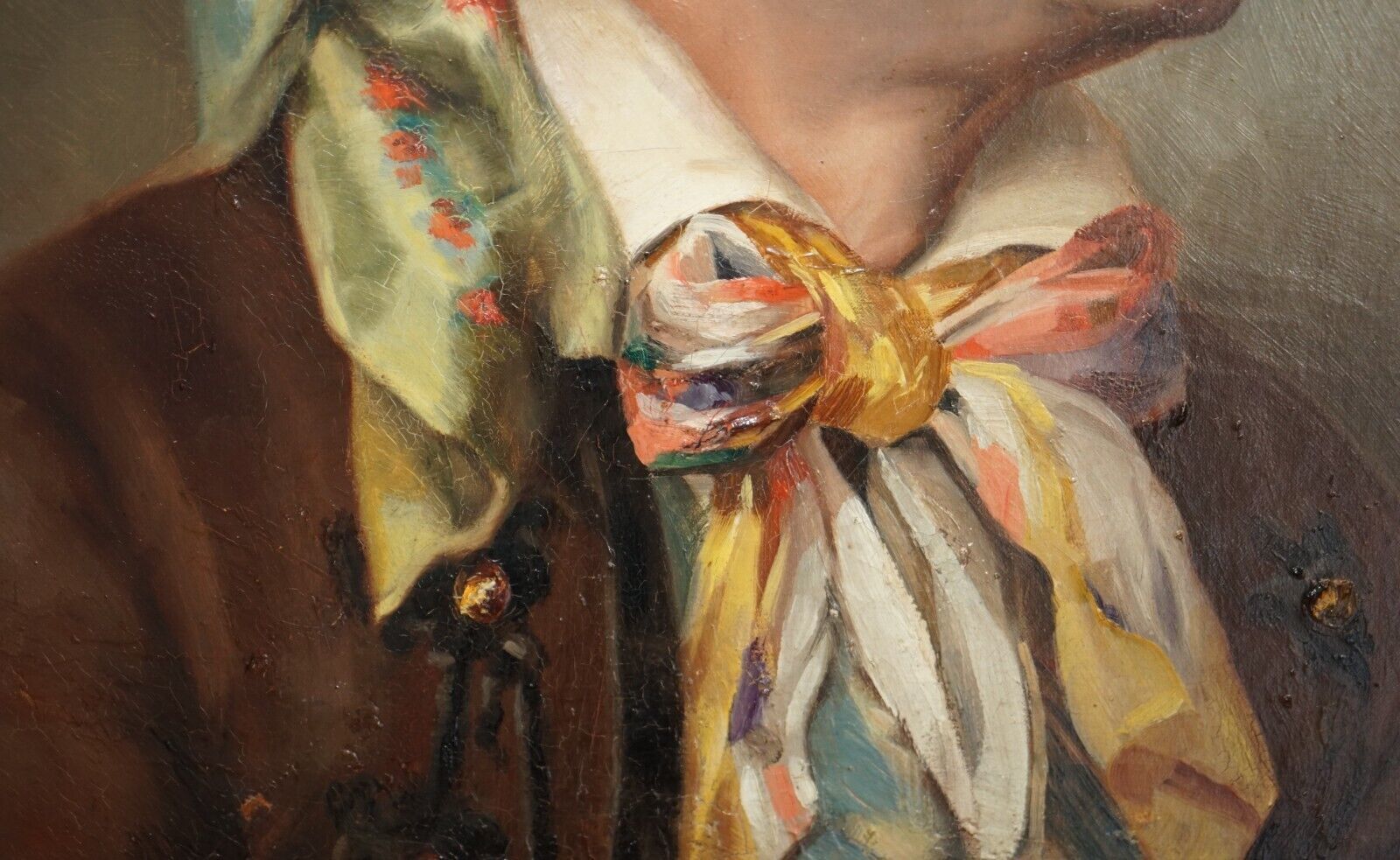 Antique Circa 1860 French Napoleon III Oil Painting Of A Gentleman In Headscarf photo buy